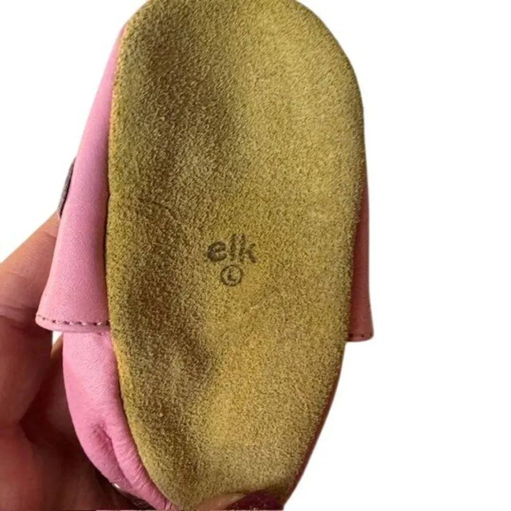 Pink & Purple Polka Dot Baby Moccasins Soft Sole Leather Shoes By Elk
